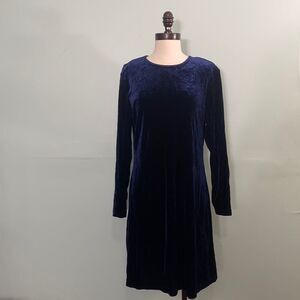 Vintage 90s Ronnie Nicole Velvet Navy Blue Dress